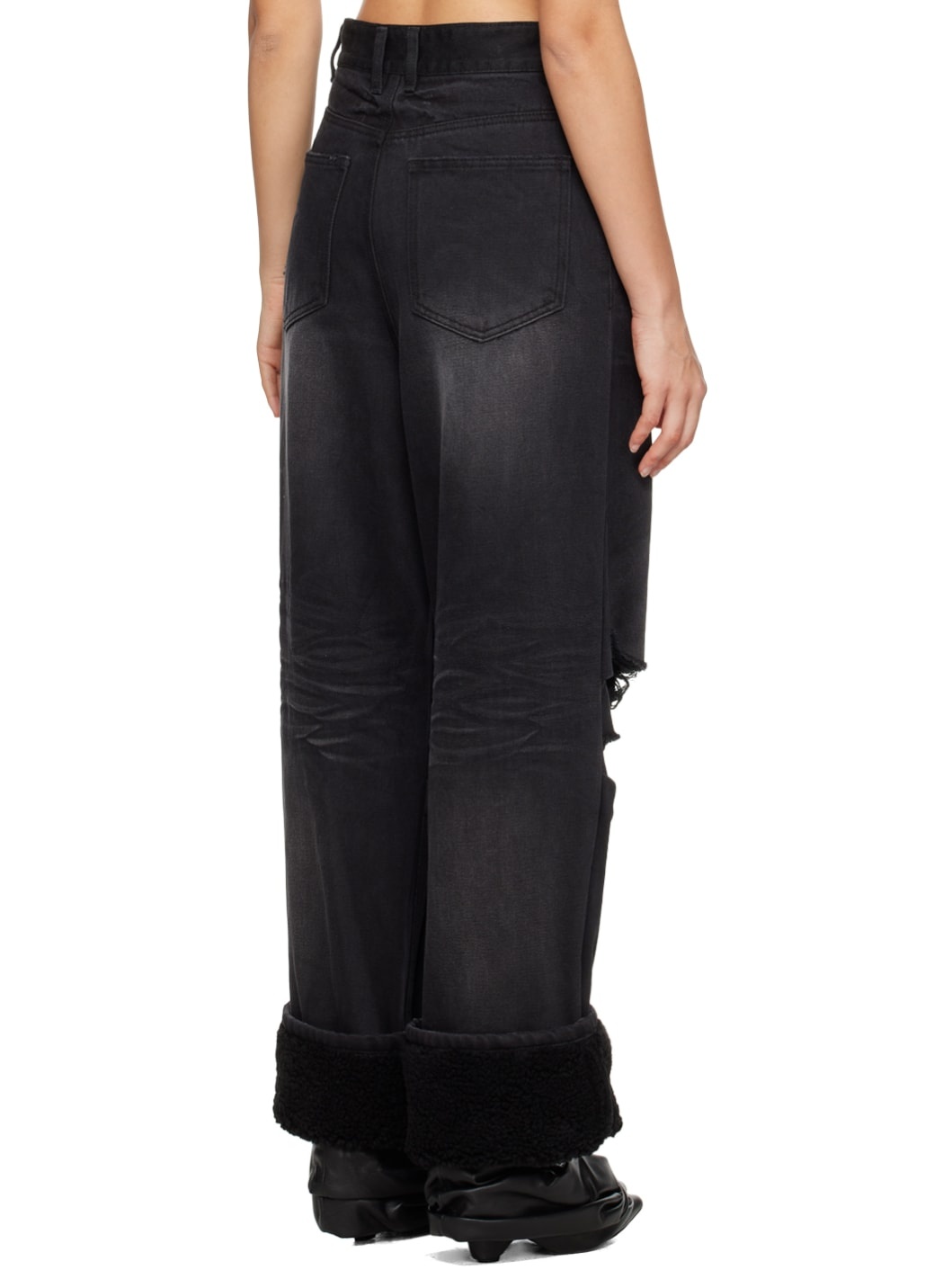 Black Shearling Jeans - 3