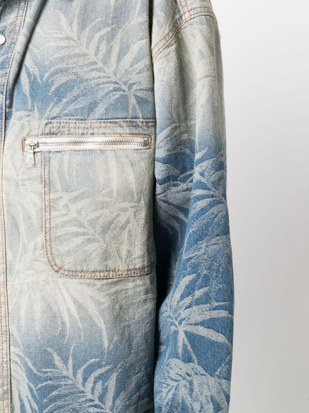 palm-print oversized denim shirt - 5