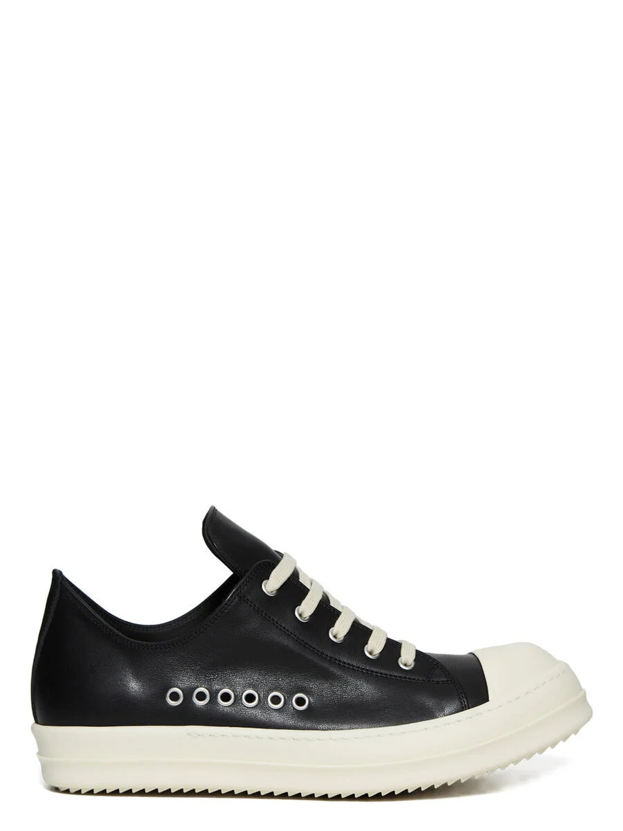 low eyelet leather sneakers - 1