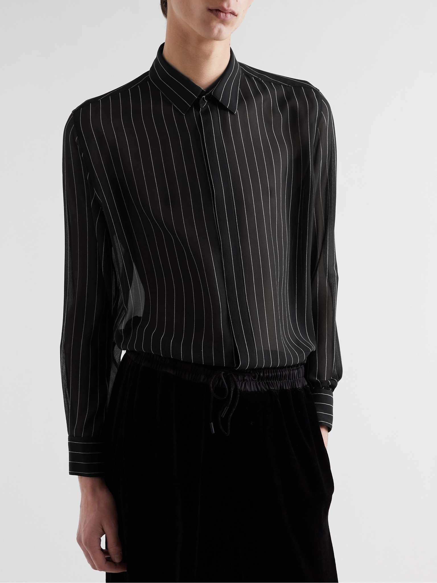 Pinstriped Silk-Georgette Shirt - 4