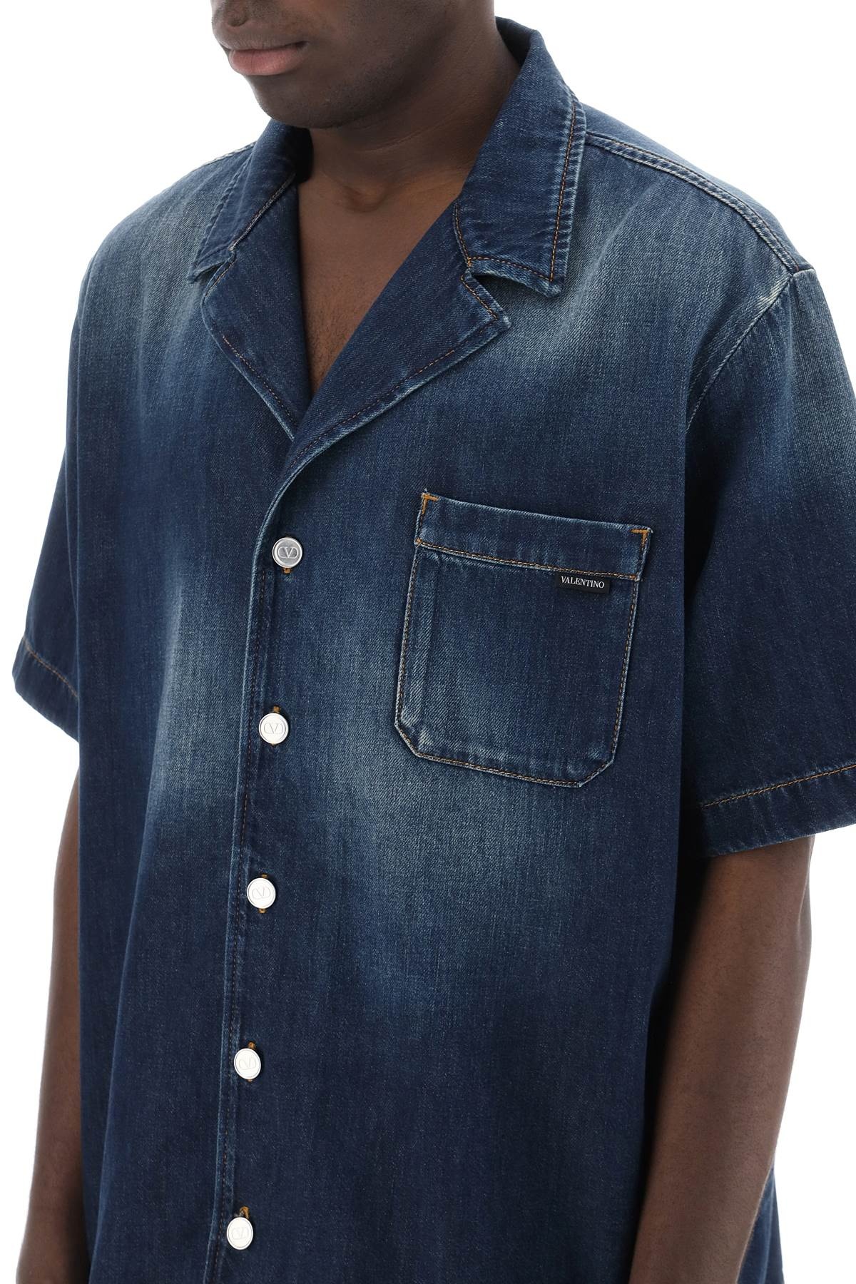 DENIM CHAMBRAY BOWLING SHIRT - 10