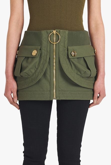 Short khaki denim low-rise skirt - 5