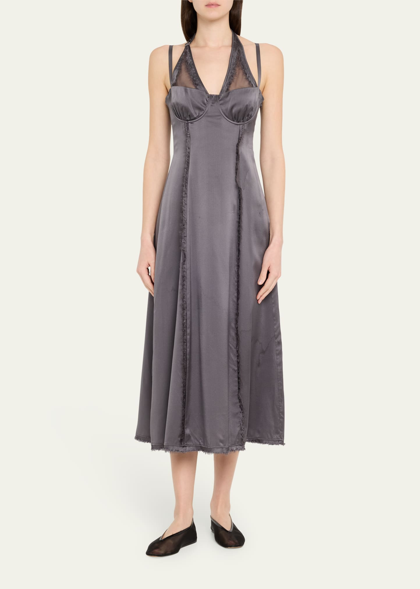 Shredded Silk Midi Dress - 2