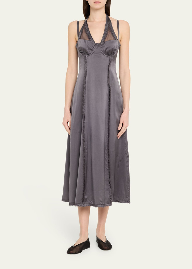 JANE/WADE Shredded Silk Midi Dress outlook