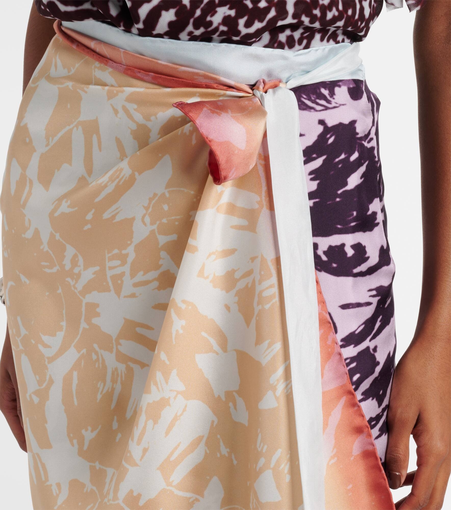 Printed silk wrap skirt - 4