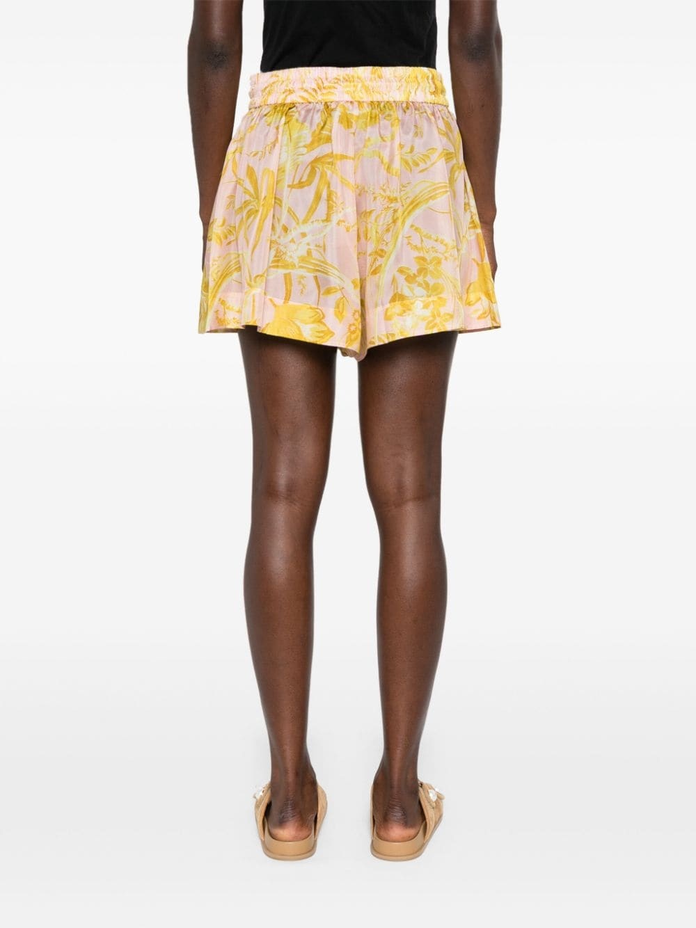 floral-print silk shorts - 4