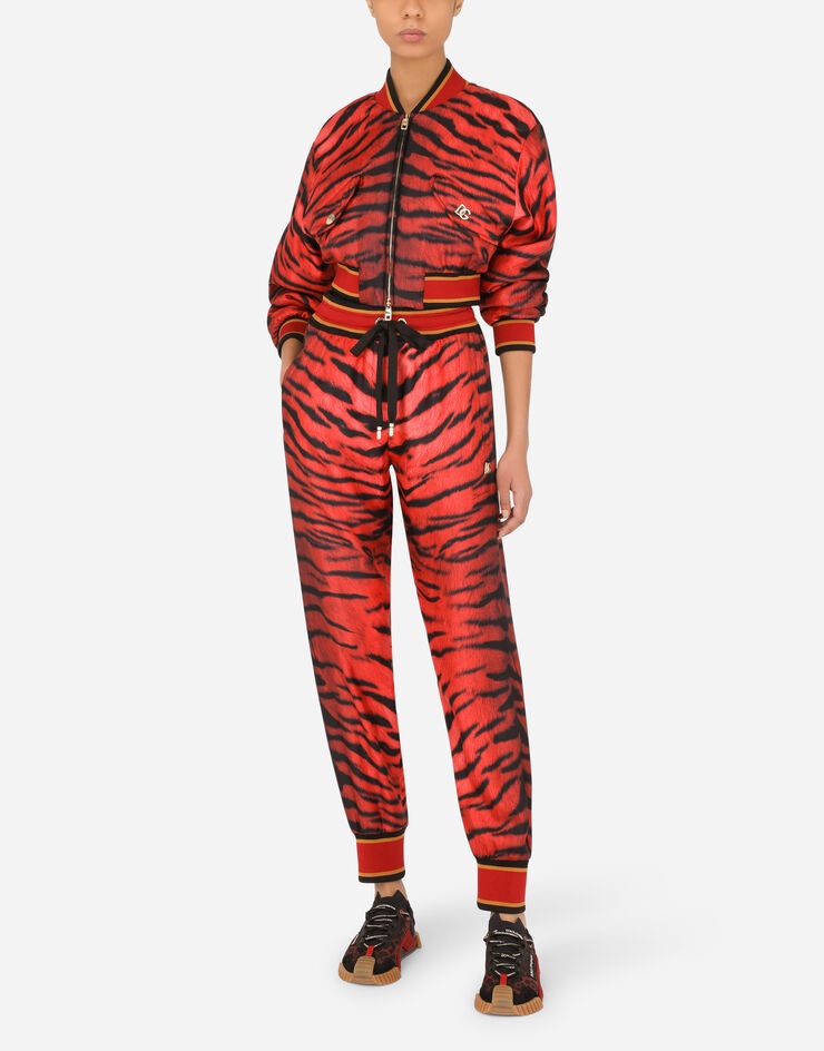 Tiger-print twill pants with ankle cuffs - 6