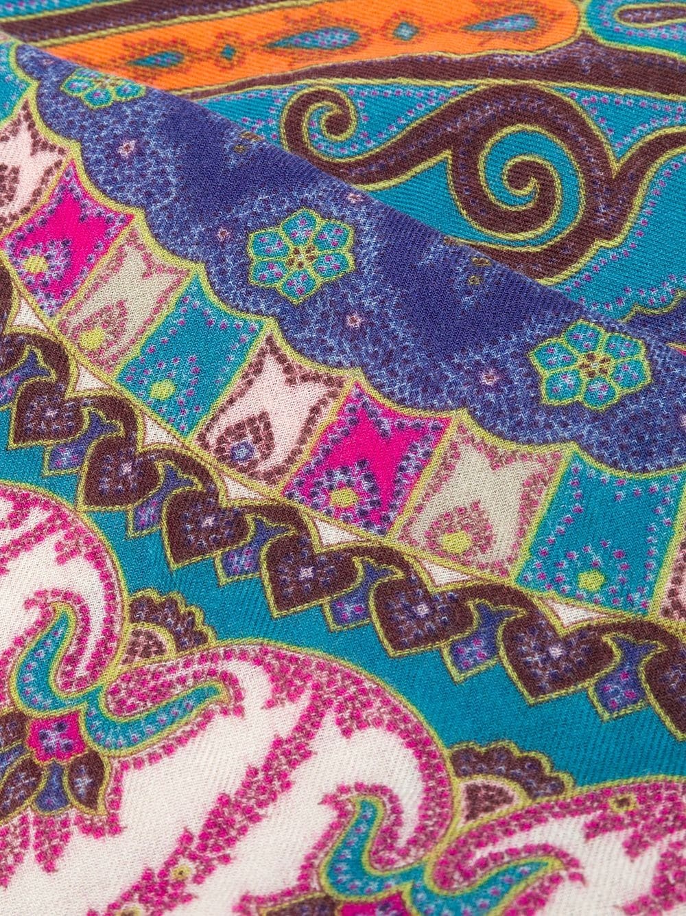 paisley-print frayed scarf - 3