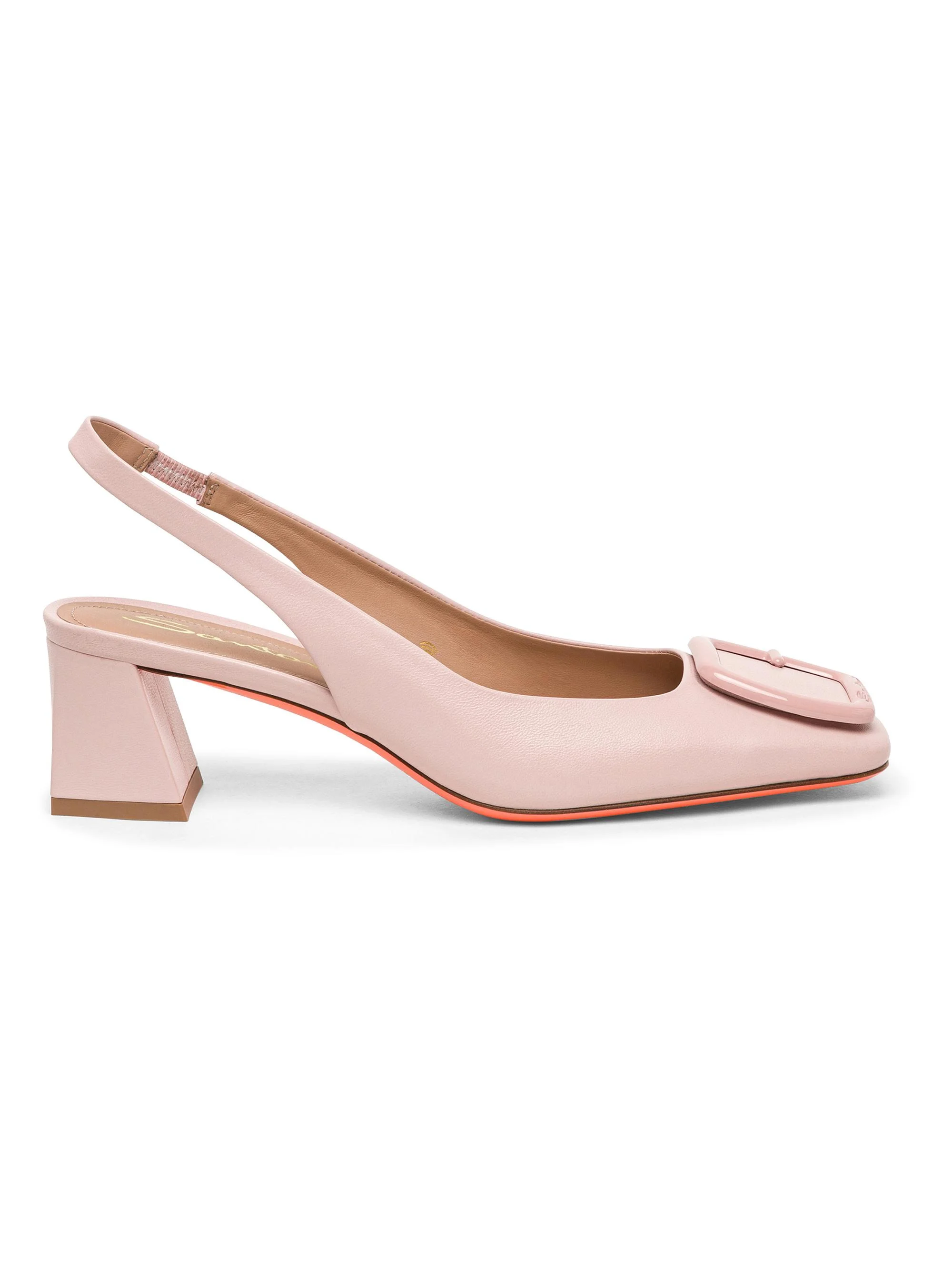 Women's Lemon 50MM Buckle-Detailed Leather Slingback Pumps - Pink - 1