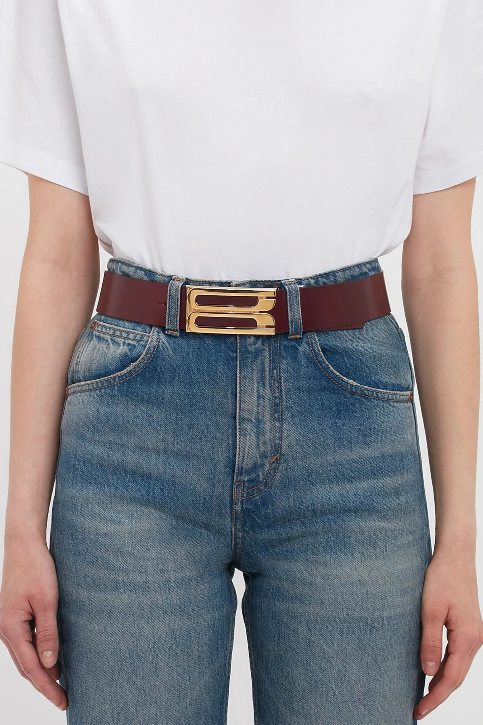 Jumbo Frame Belt In Burgundy Glossed Leather - 2
