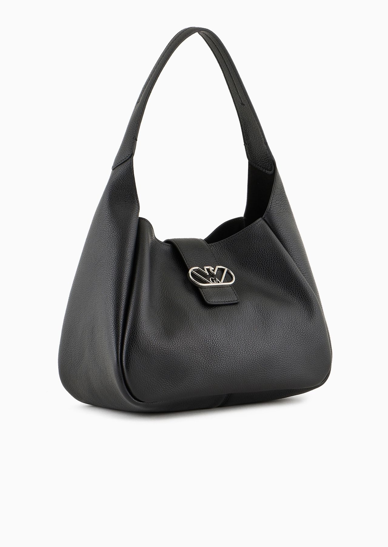 Leather hobo shoulder bag with eagle buckle - 2