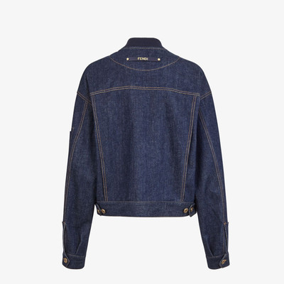 FENDI Blue denim bomber jacket outlook