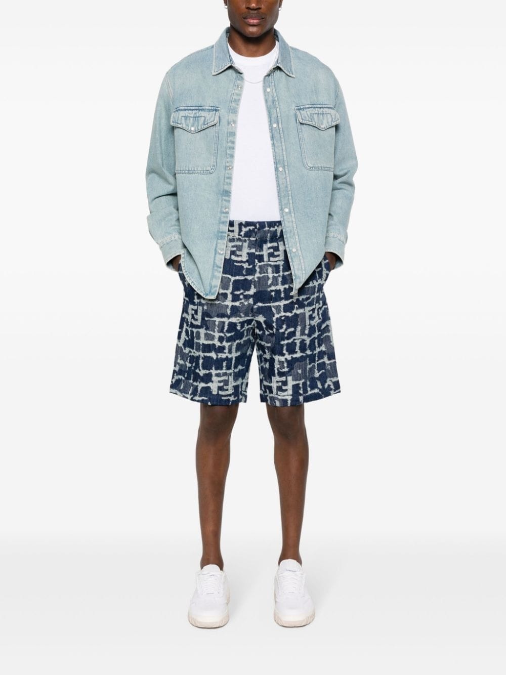 FF-distressed denim shorts - 2