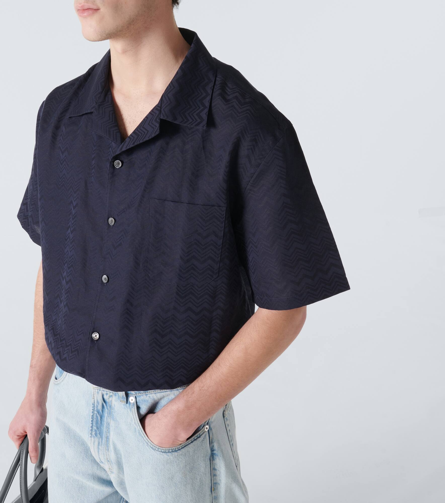 Cotton and linen bowling shirt - 5