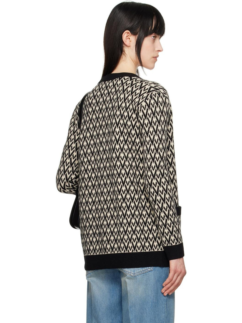 Beige & Black 'Toute La V' Cardigan 3