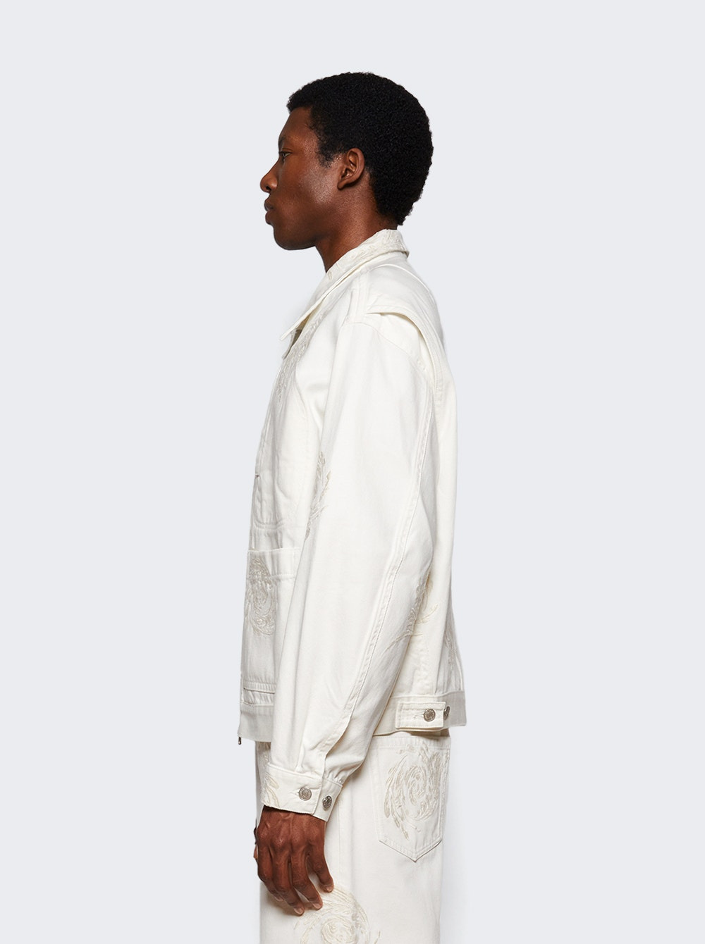 Embroidered Denim Jacket Off White - 3