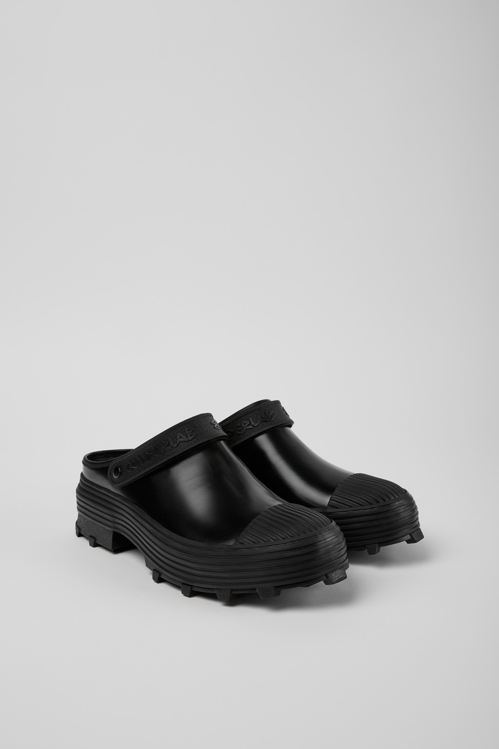 Black Leather Clogs - 2