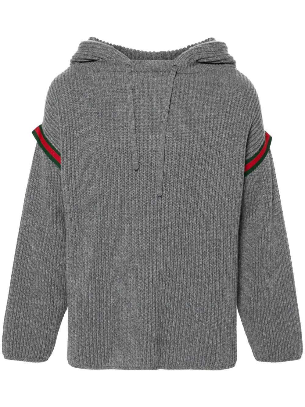 cashmere ribbed-knit hoodie - 1