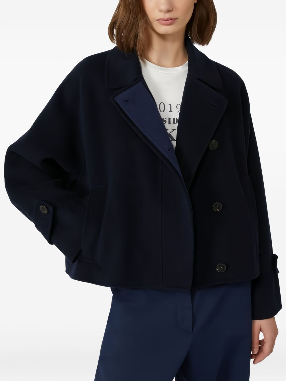 Wool broadcloth cropped coat - 2