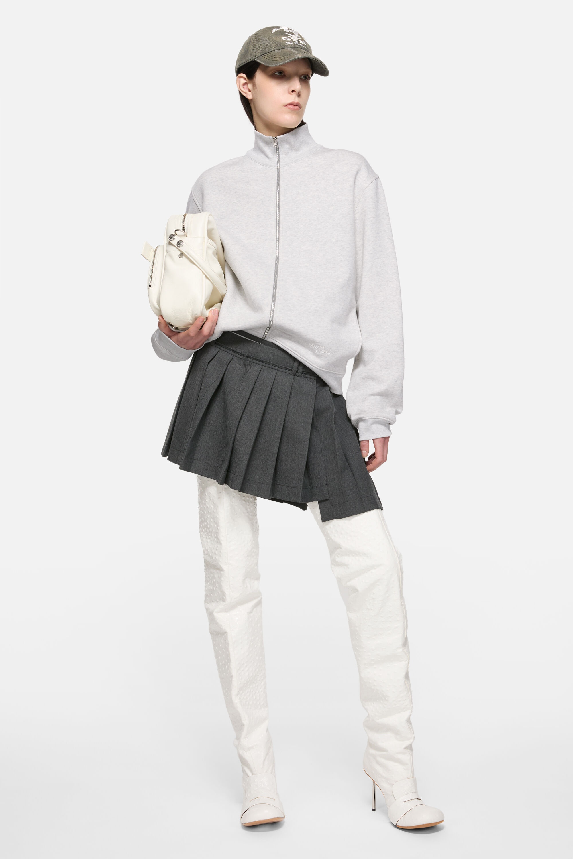 Zip-up sweatshirt - Pale Grey Melange - 3