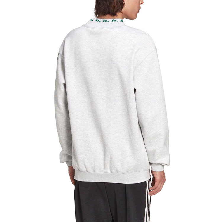 Men's adidas originals Eqt Logo Embroidered Sports Round Neck Pullover Gray HG8094 - 4