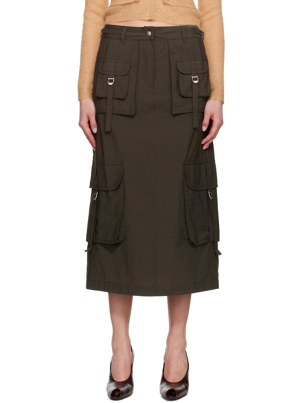Gray Cargo Maxi Skirt - 1