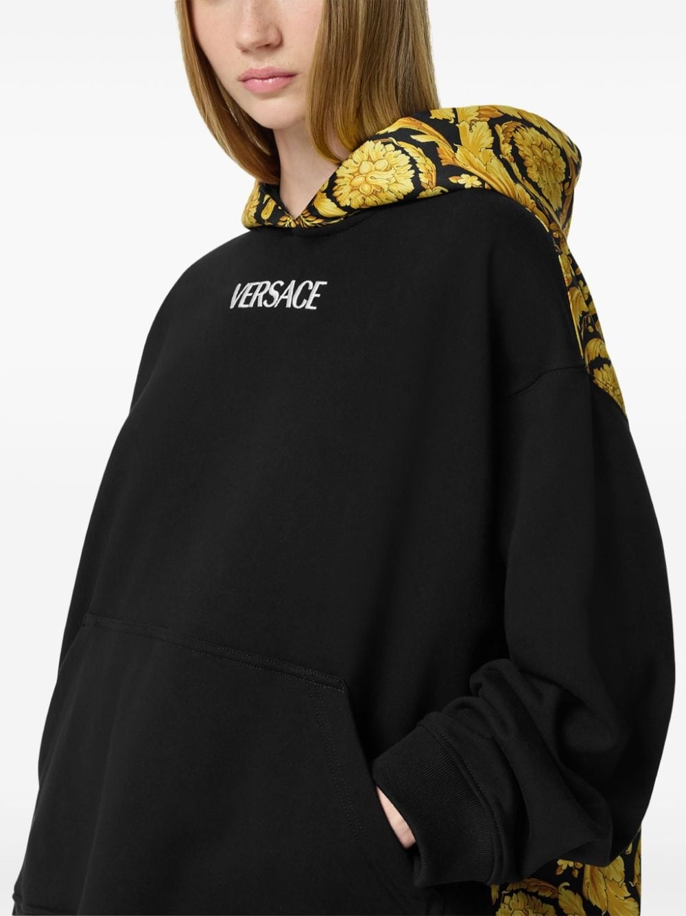 Barocco panelled hoodie - 4