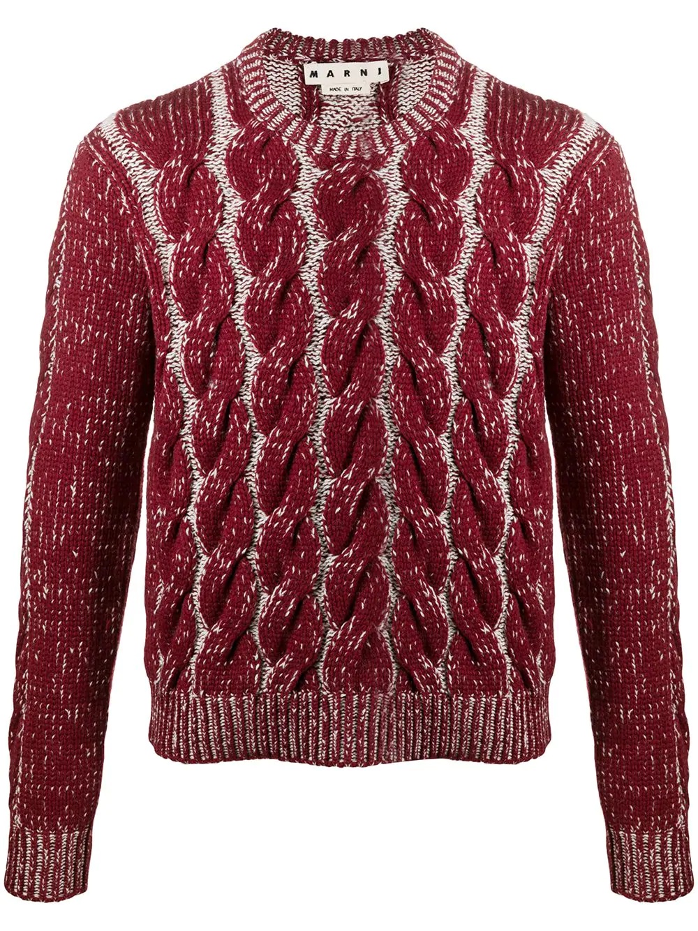 cable knit crew-neck jumper - 1