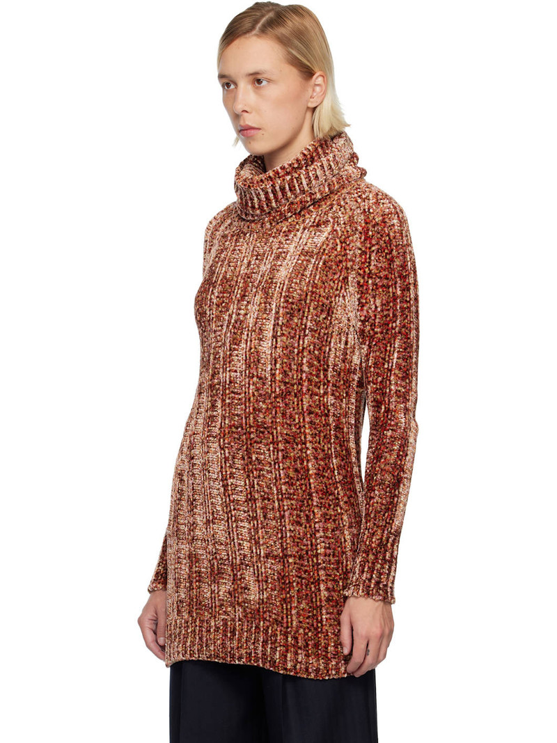 Dries Van Noten Pink & Brown Long Viscose Turtleneck outlook