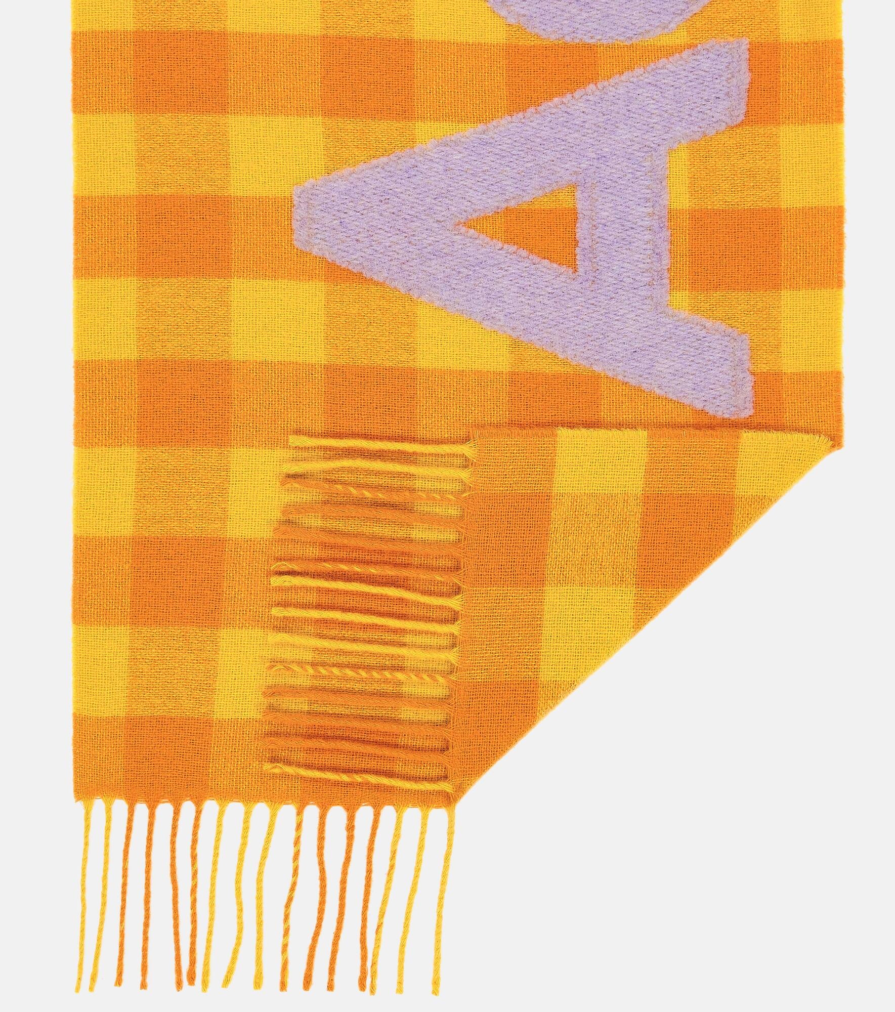 Logo checked wool-blend scarf - 5