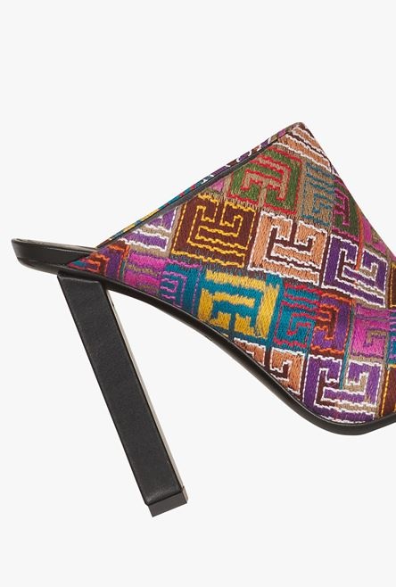 Multicolor needlepoint Ulla mules with Balmain monogram - 6