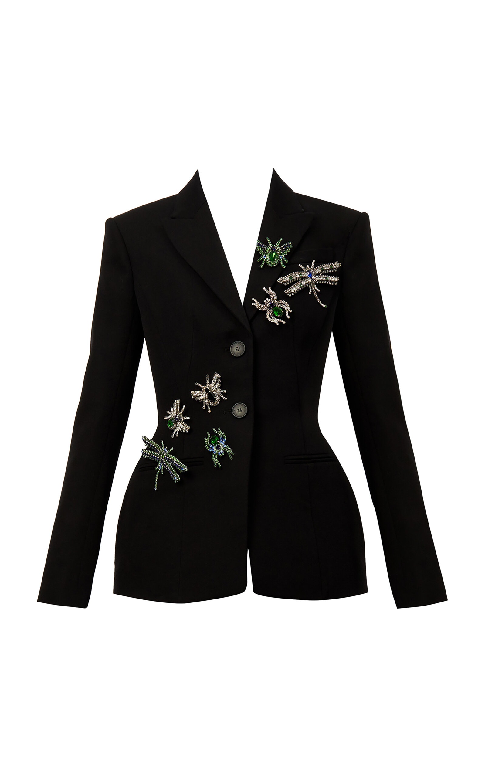 Crystal-Embellished Wool Blazer black - 1