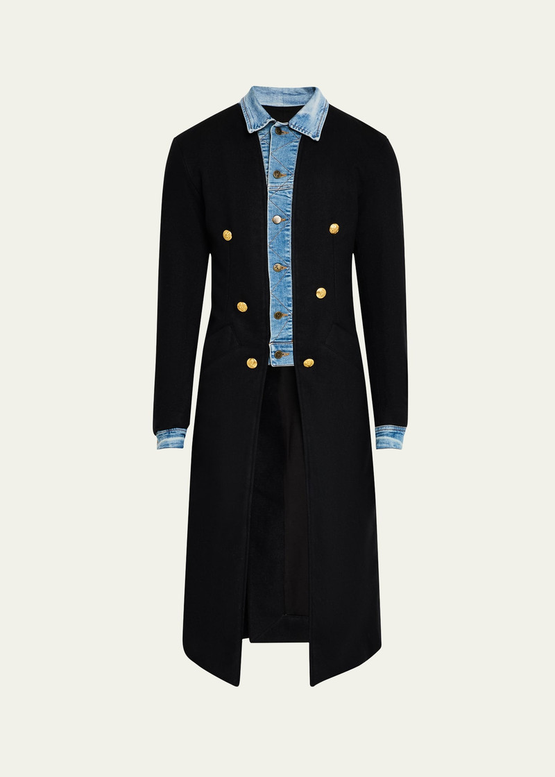 Men's Trucker-Trim Long Wool Coat 1