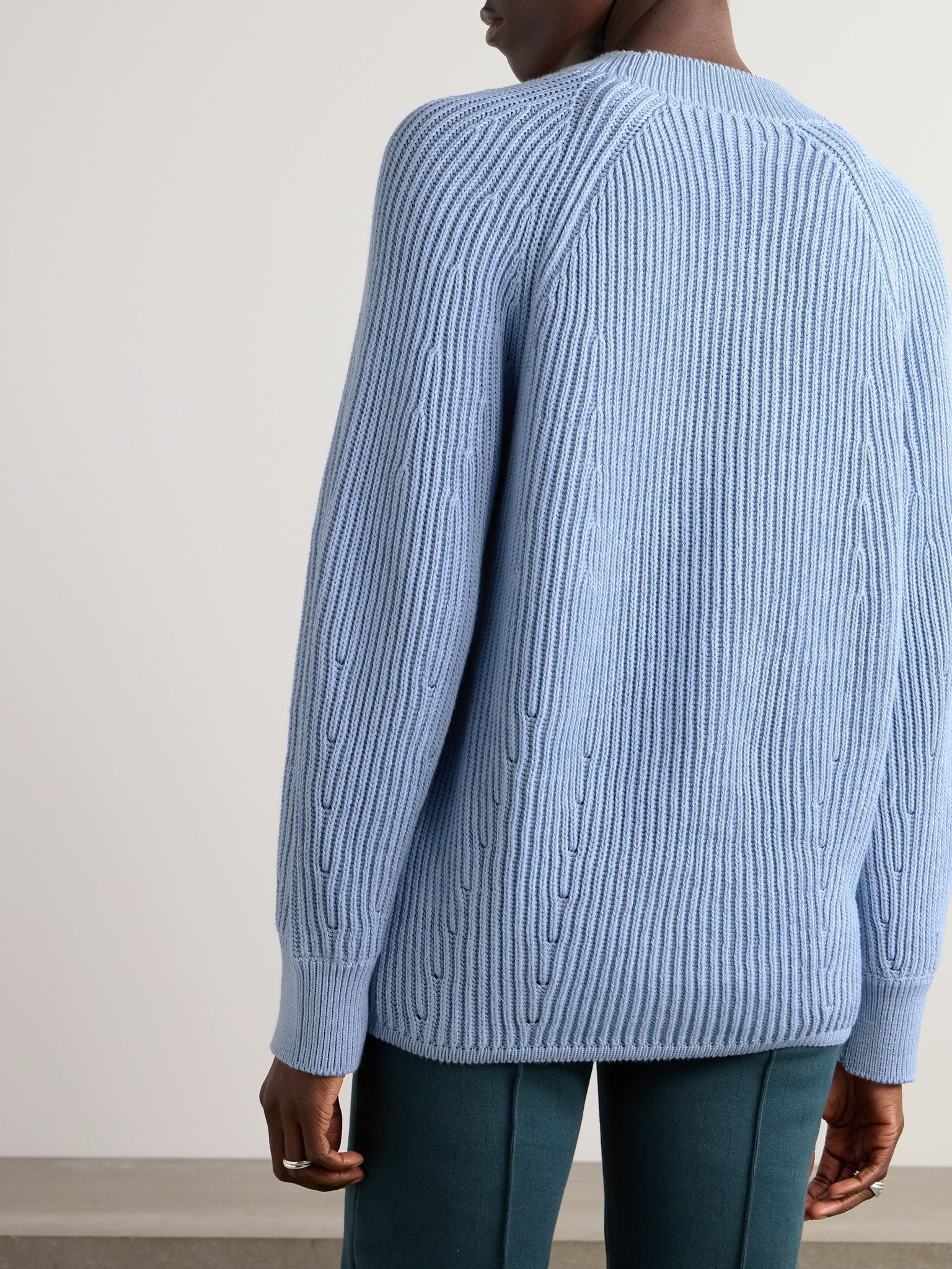 Greta ribbed cotton sweater Blue - 4