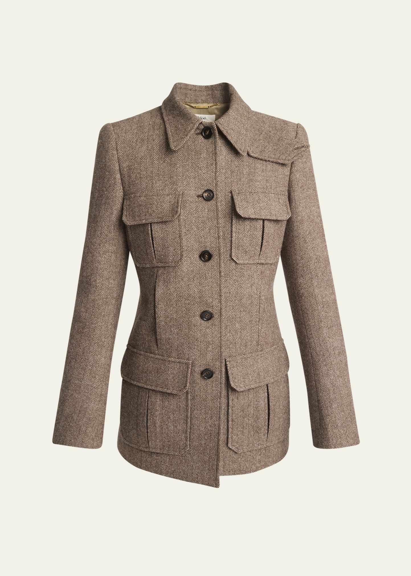 Herringbone Boyish Wool Jacket - 1