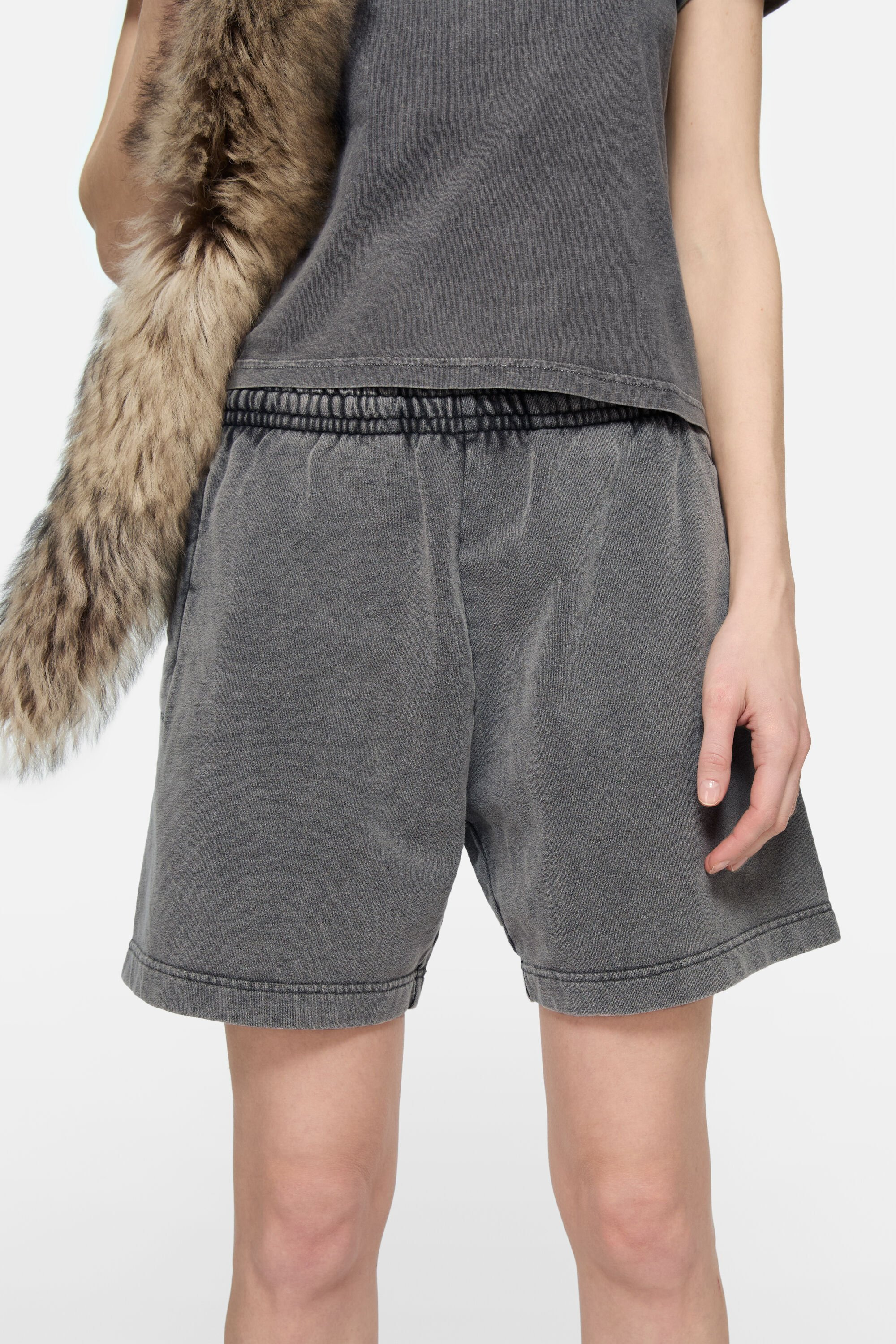 Cotton shorts - Faded black - 4