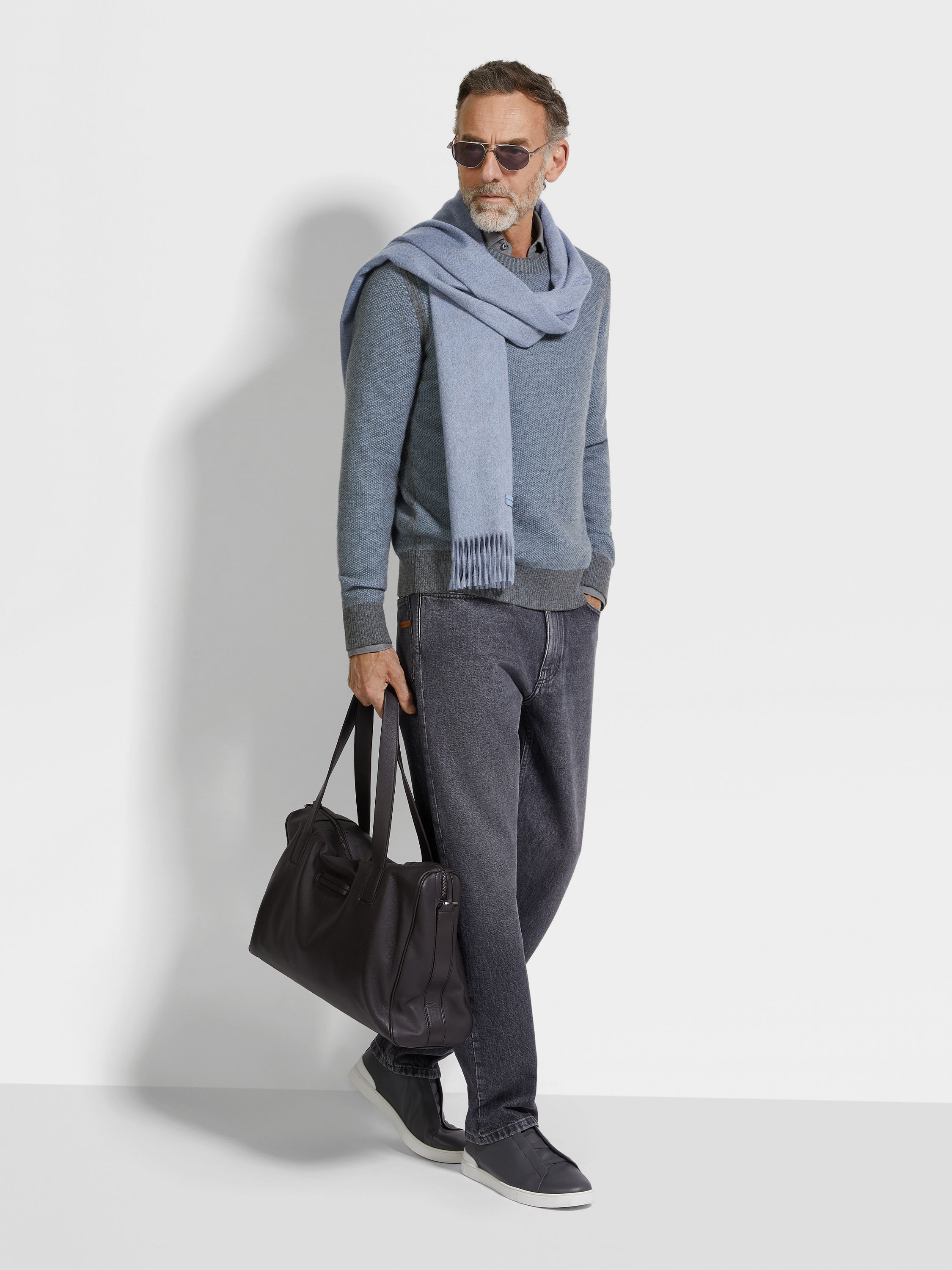 LIGHT BLUE OASI CASHMERE CREWNECK - 3