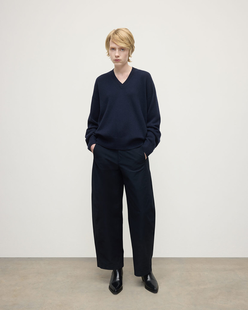 Johnstons of Elgin Gauzy Cashmere Navy V Neck Jumper outlook