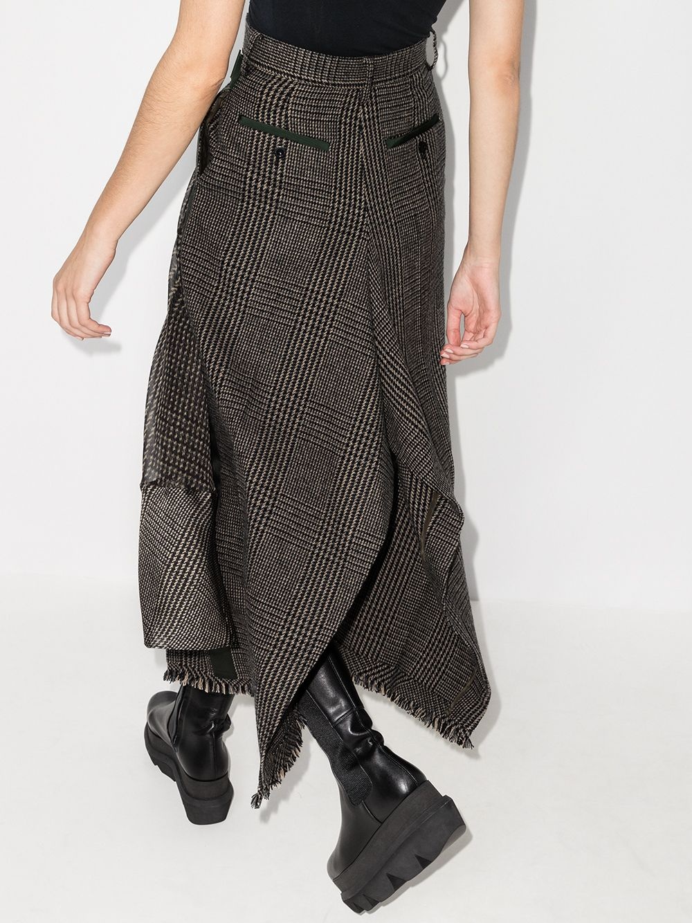 check pattern asymmetric skirt - 3