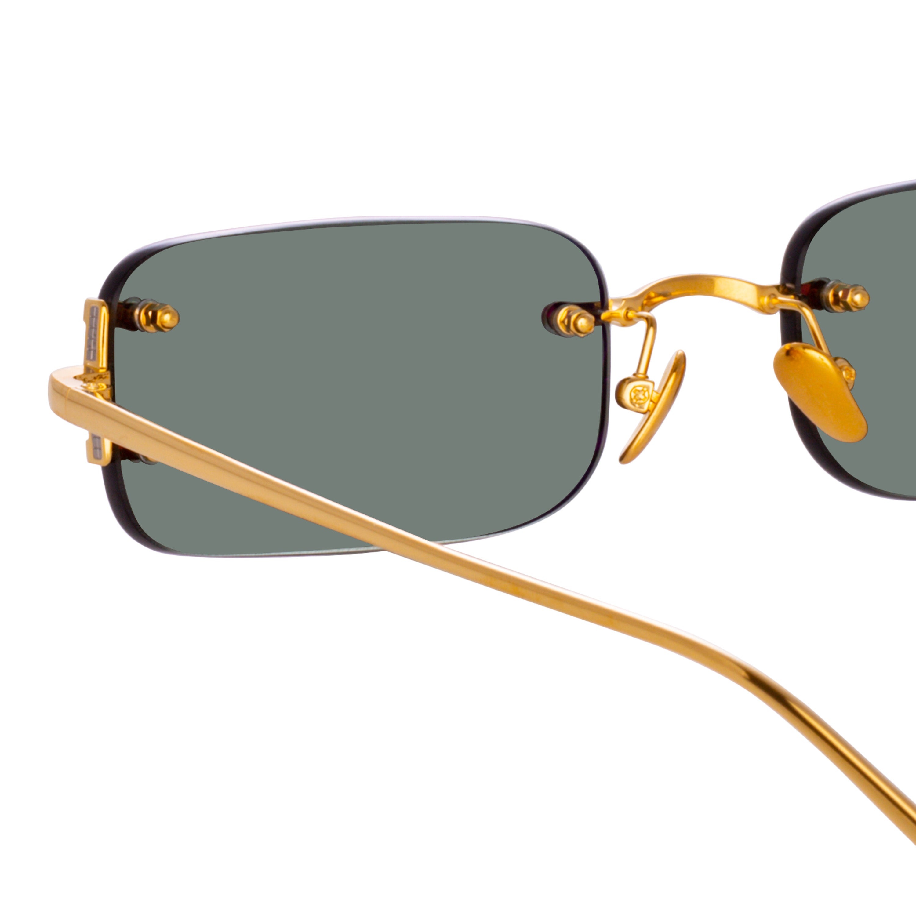 TAYLOR RECTANGULAR SUNGLASSES IN YELLOW GOLD AND GREEN - 5