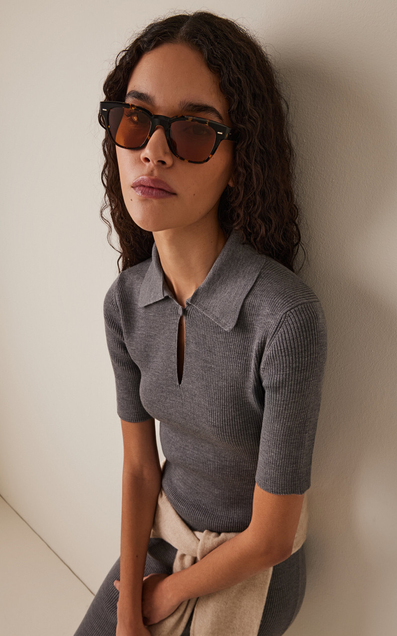 Oliver Peoples Rueny Square-Frame Acetate Sunglasses brown outlook