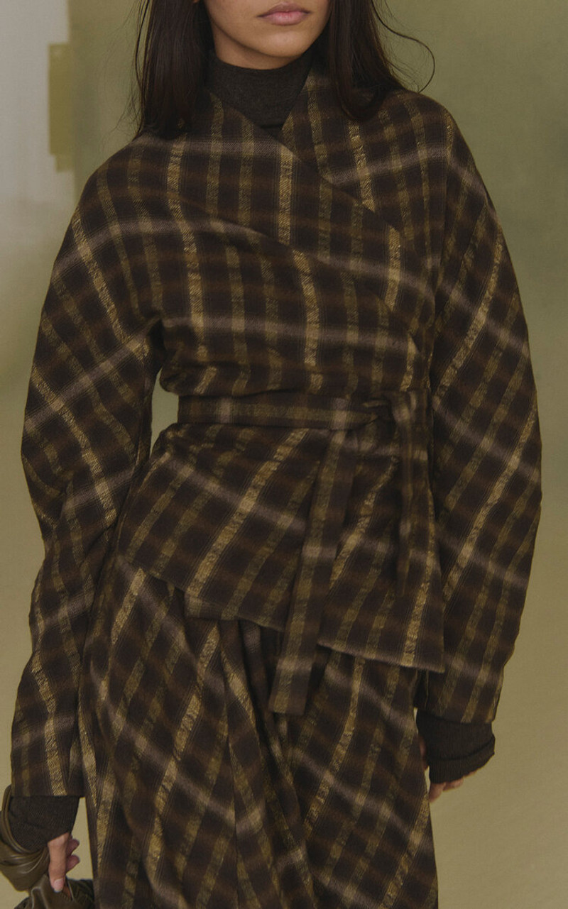 cortana Wool-Linen Checkered Salon Jacket print outlook