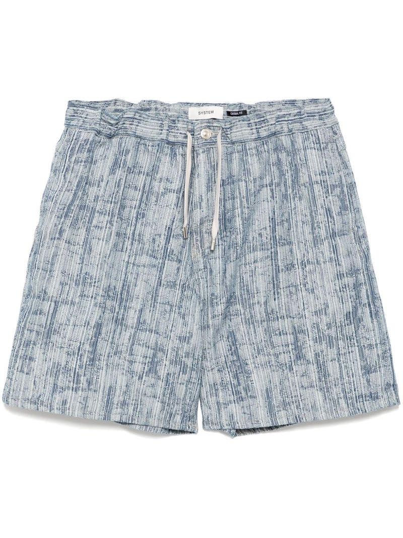 Dacquard denim shorts 1