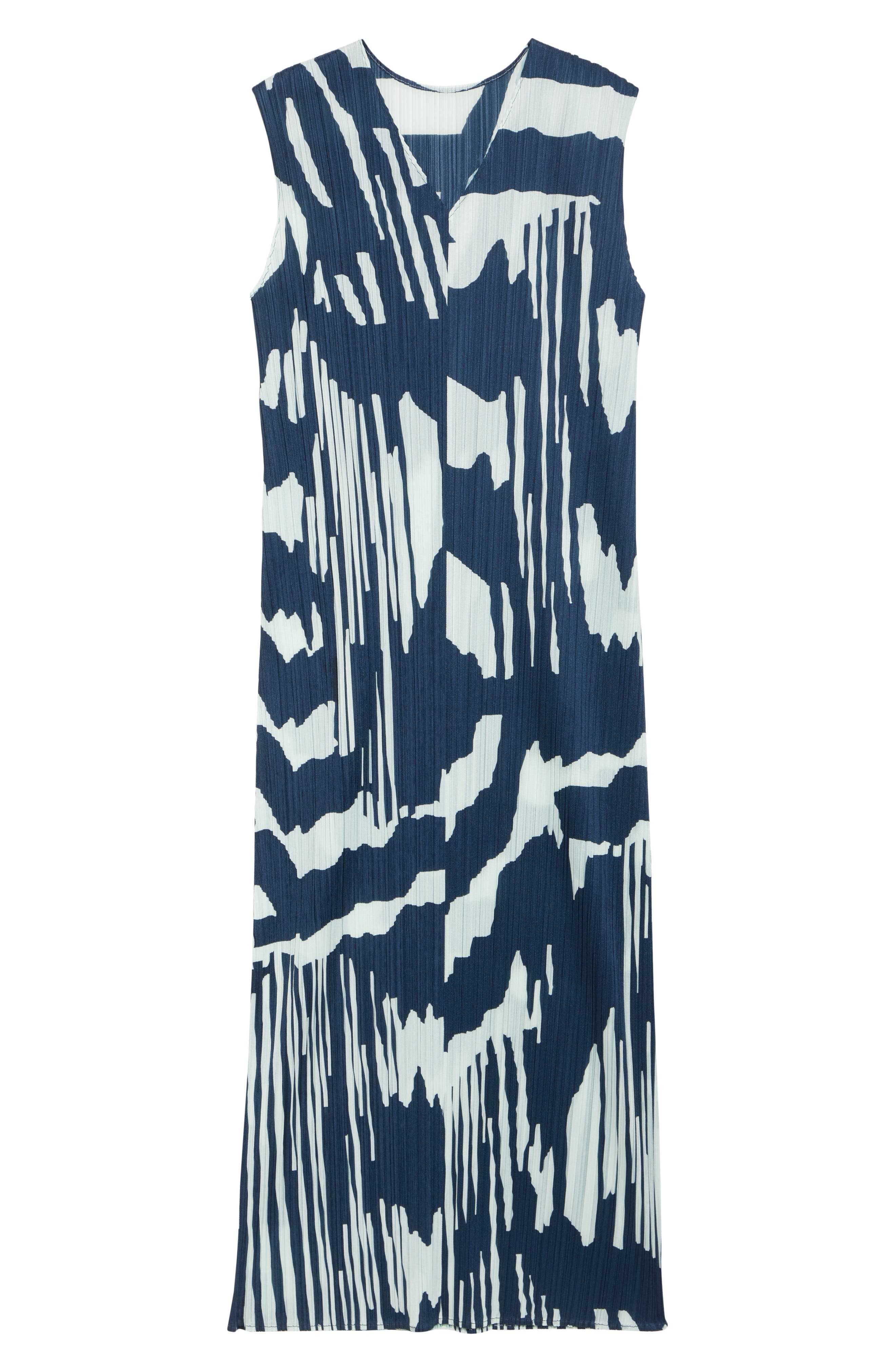 Pleats Please Issey Miyake Refraction Print Pleated Midi Dress in Grayish Navy at Nordstrom - 5
