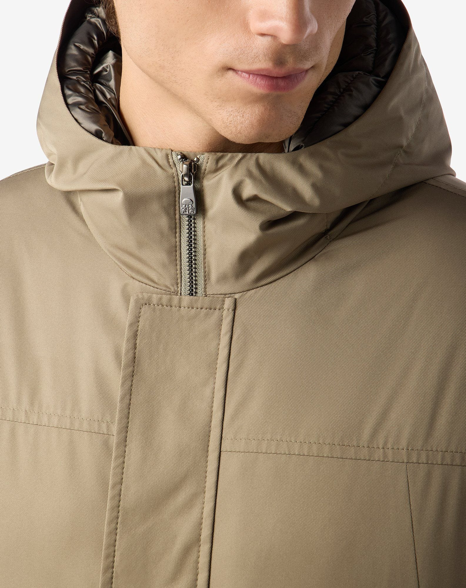 Green technical fabric caban coat - 4