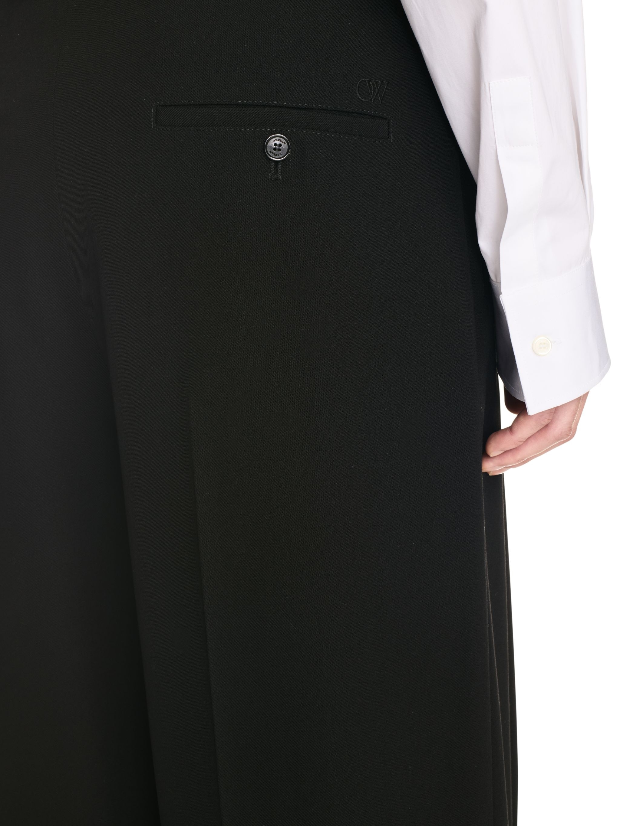 Black Wool Tailored Pants - 5