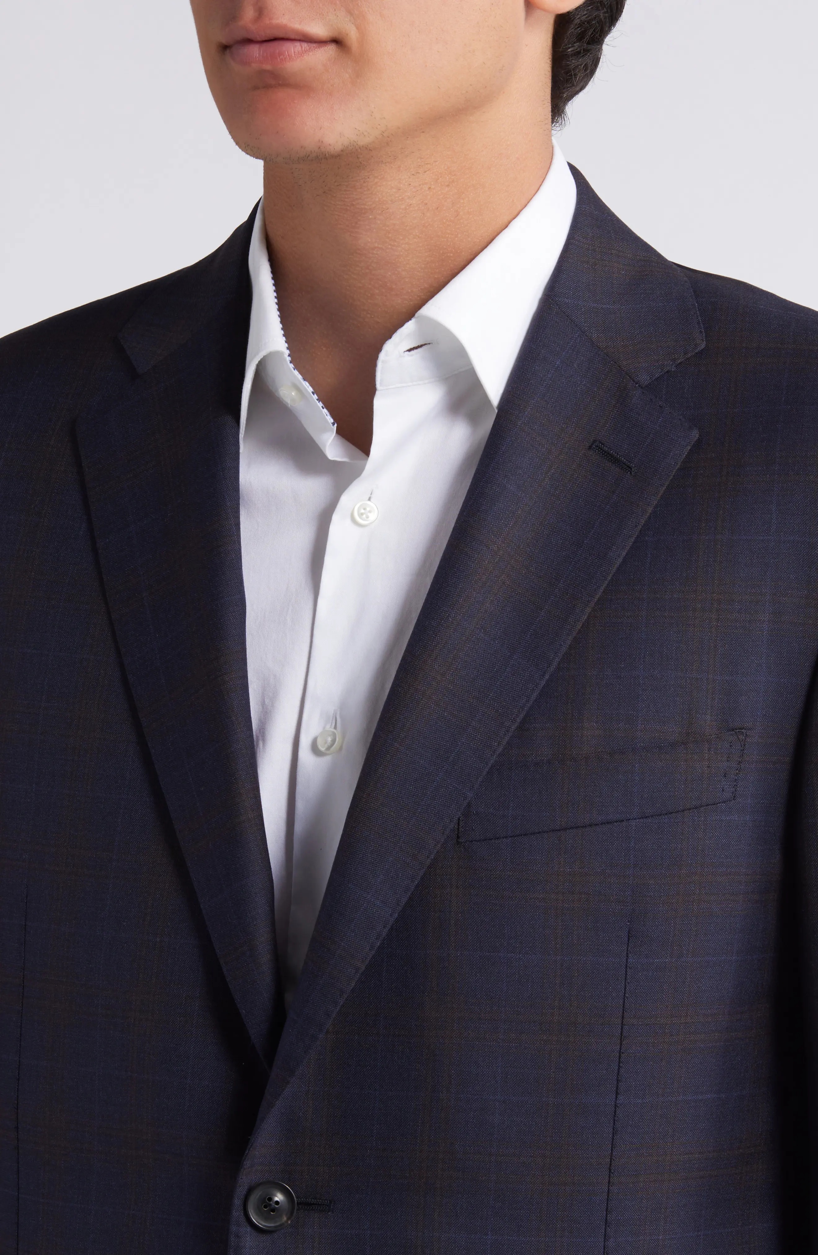 Regular Fit Plaid Wool Suit - 4