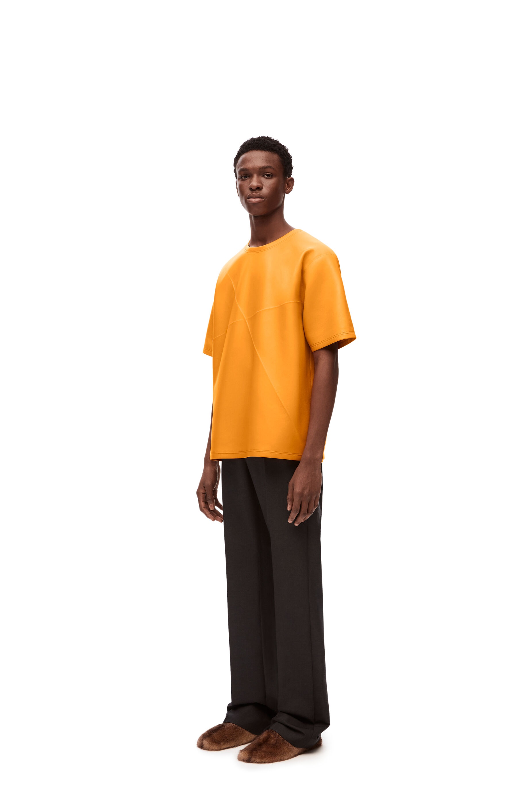 Pleated T-shirt in nappa lambskin - 2