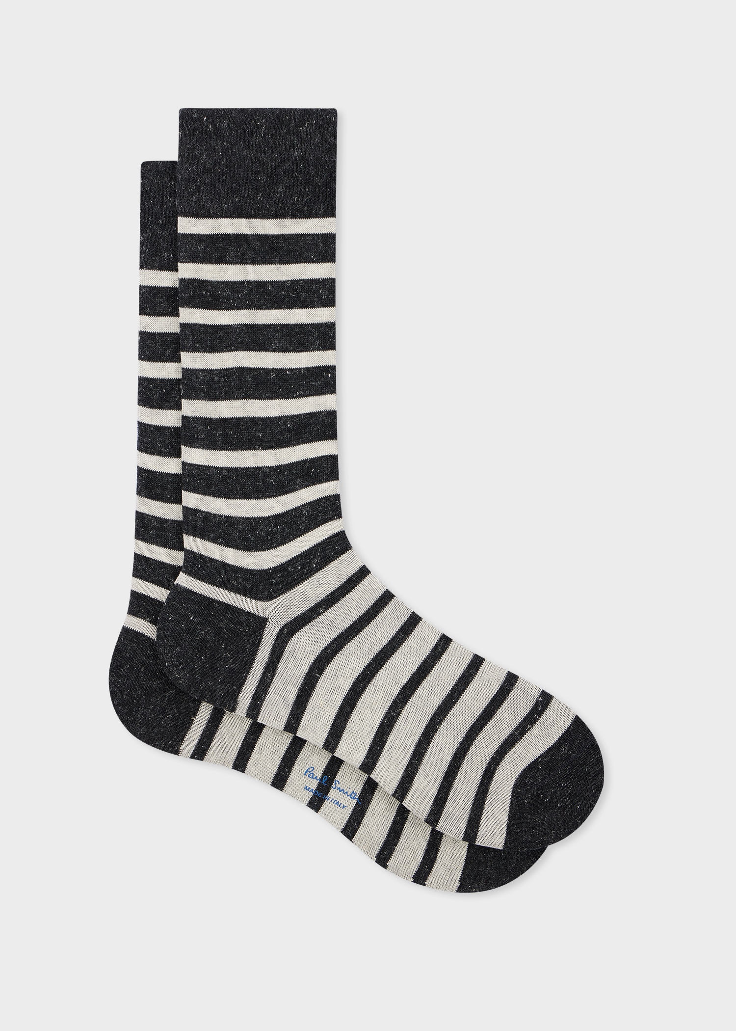 Charcoal Cotton-Blend Stripe Socks - 1