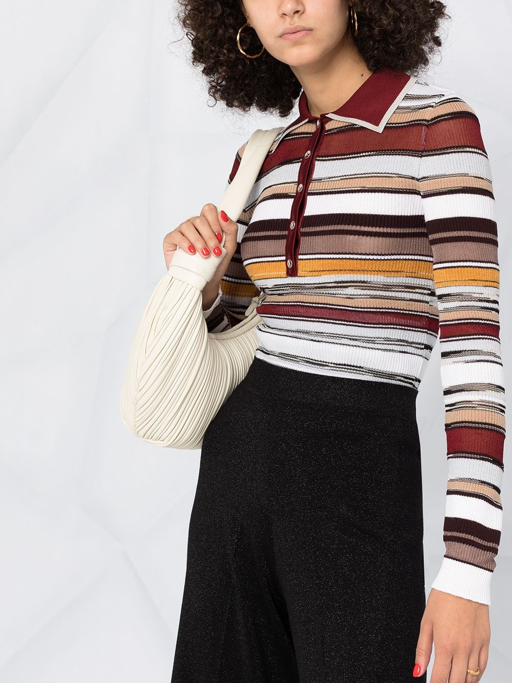 striped knit polo top - 5